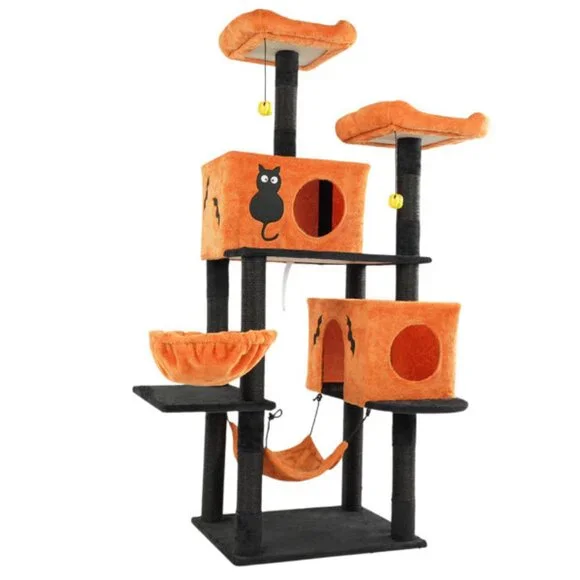 WhatDaDog 60 Cat Tree Spooky Halloween Cat Scratcher Post Cat Tower Fall Theme